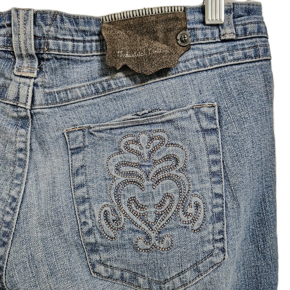 Industrial Cotton Bootcut Jeans Womens 11 Blue Flare Low Rise Embroidered Y2K